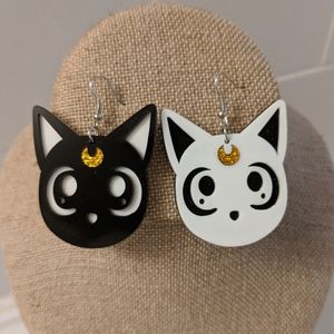 Sailor Moon Cat Luna Artemis Statement Earrings